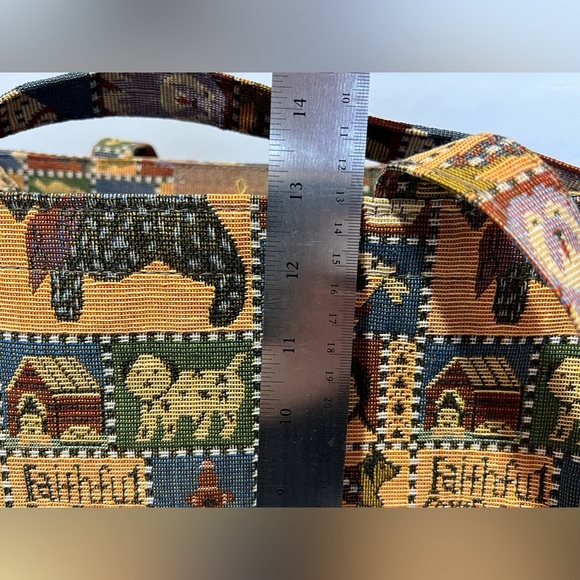 VTG Tapestry Purse Tote Bag "Faithful Companion" Scotty Dog Print Puppies Canine - Picture 3 of 9